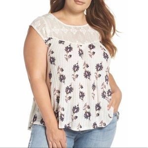 Lucky Brand crochet yoke top